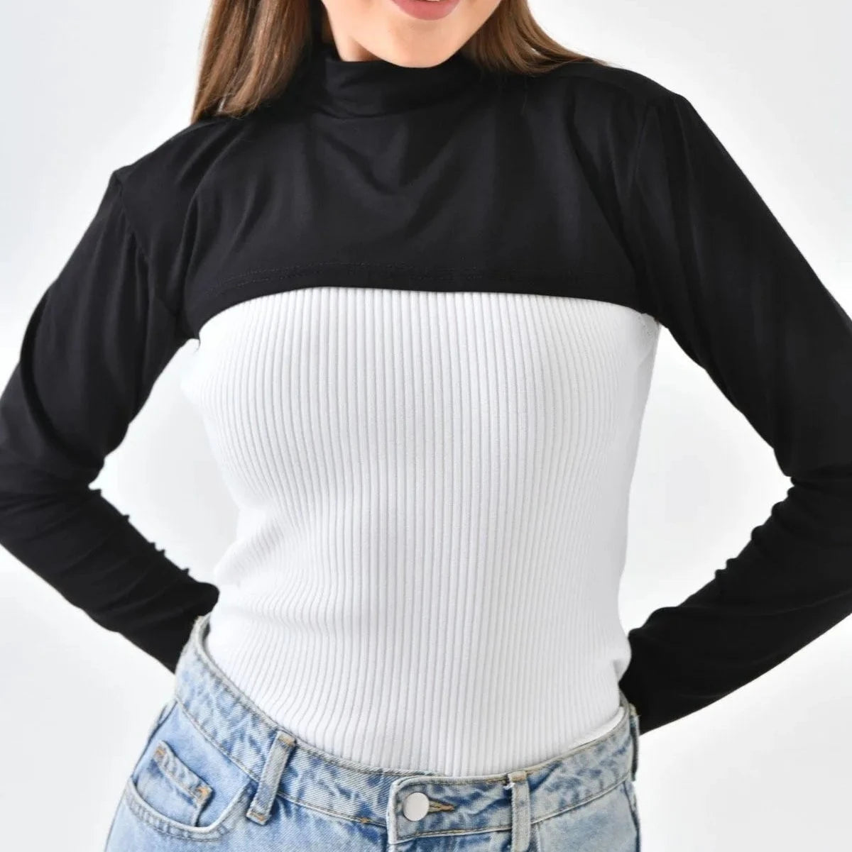 Long Sleeves Crew Neck Shrug