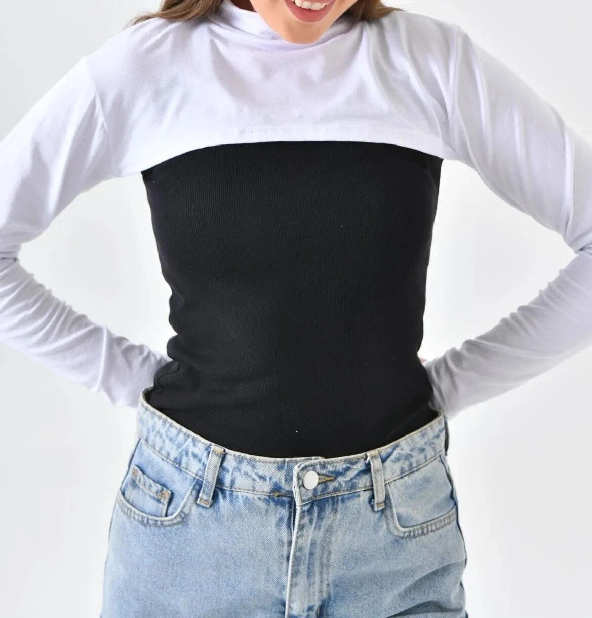 Long Sleeves Crew Neck Shrug