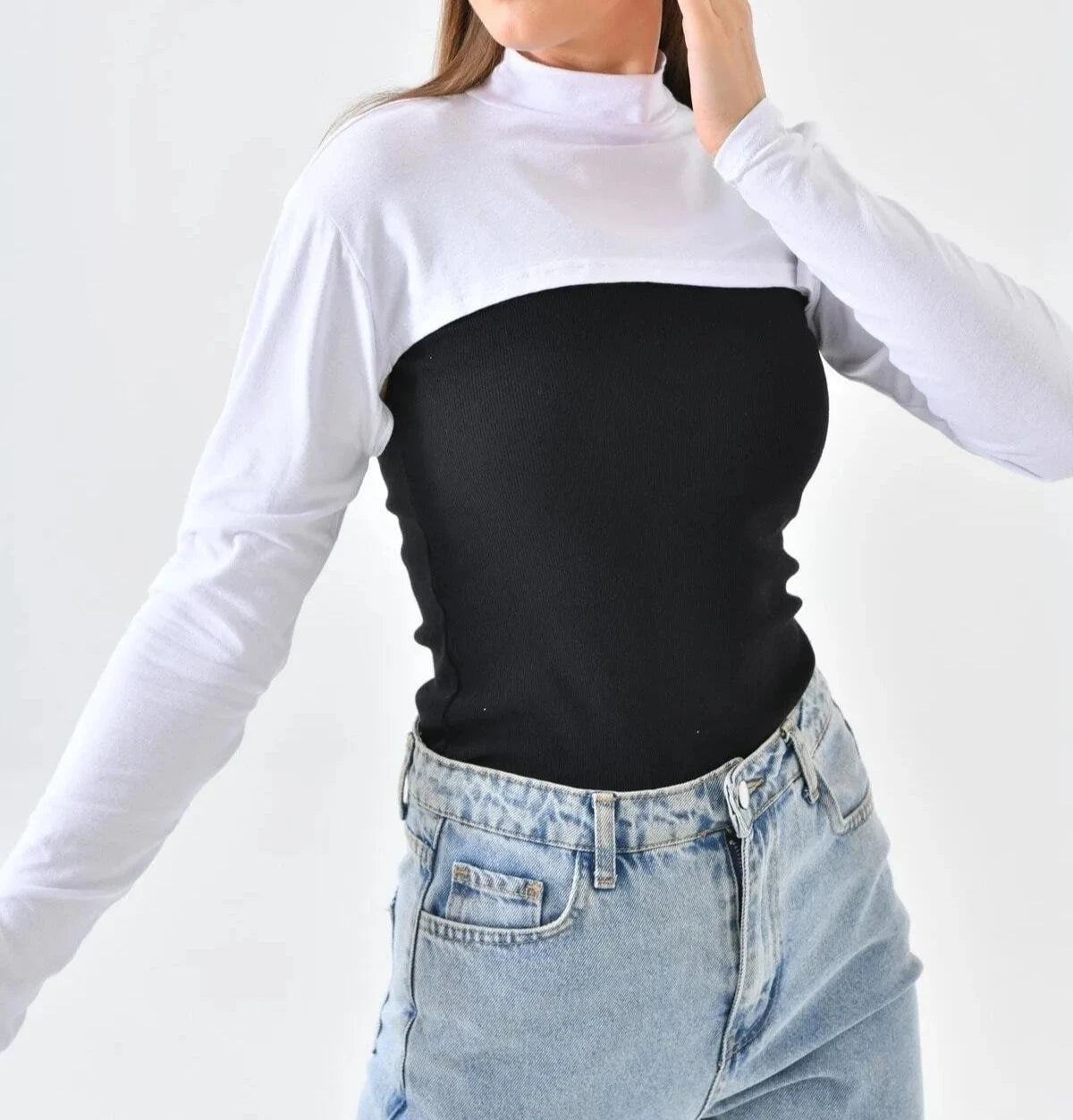 Long Sleeves Crew Neck Shrug