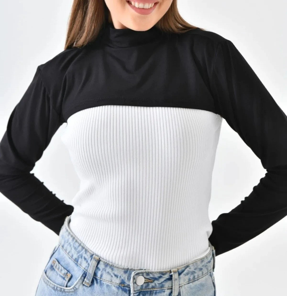 Long Sleeves Crew Neck Shrug