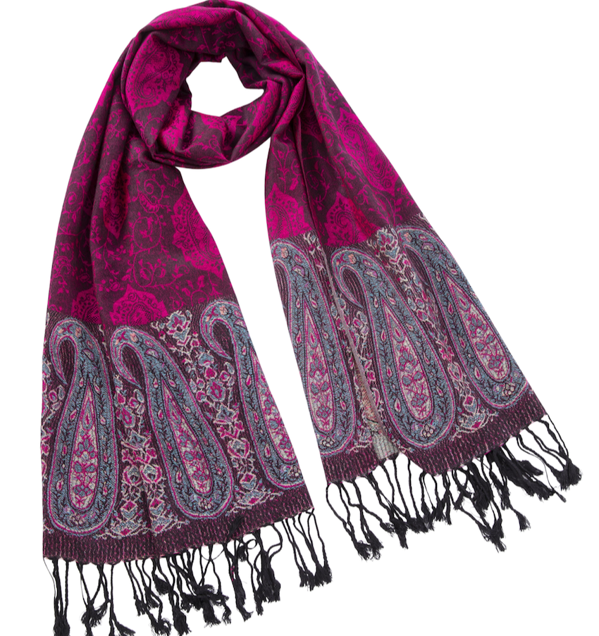 Pink Border Pashmina