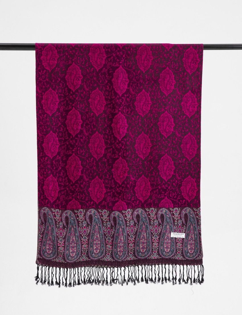 Pink Border Pashmina