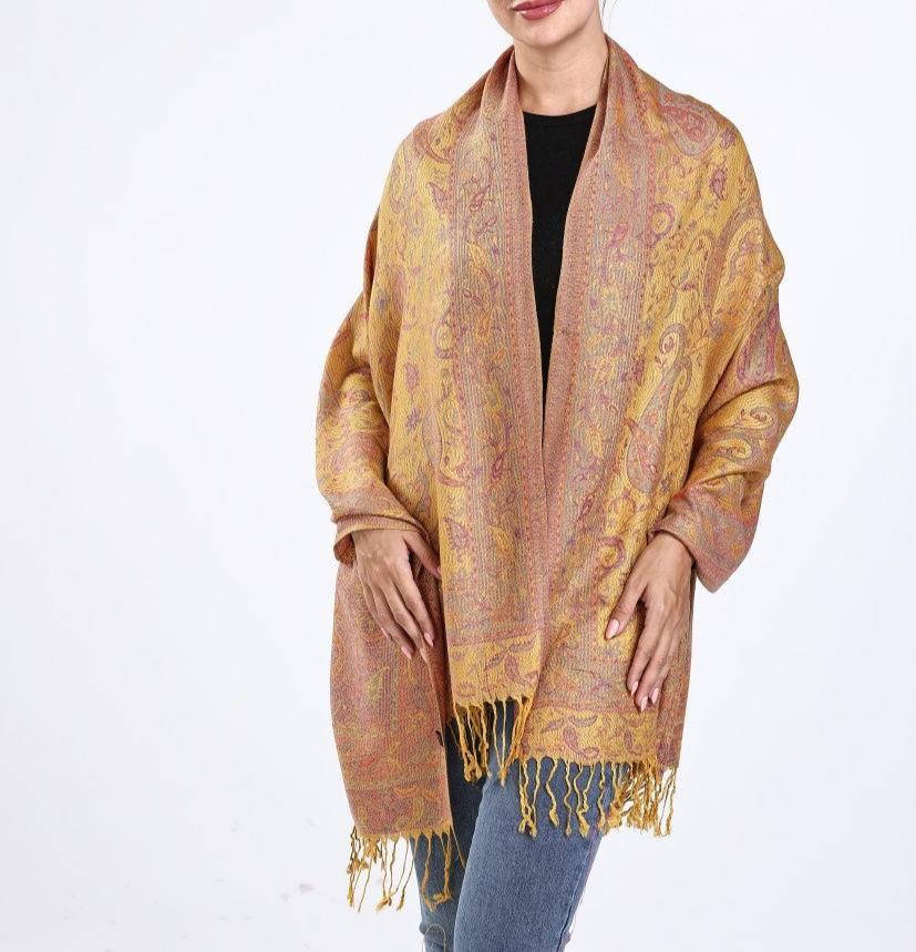 Mustard Print Pashmina