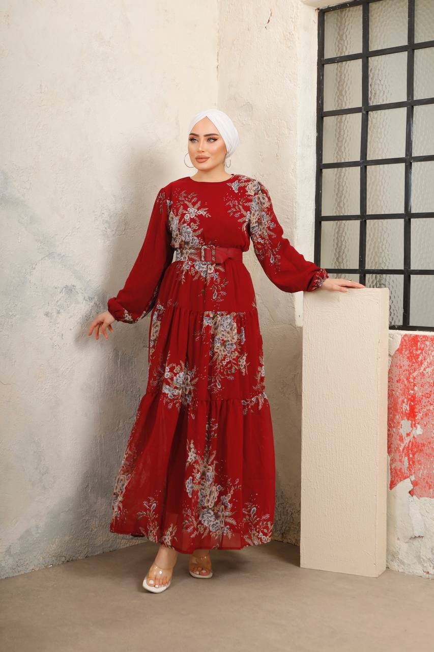 Red Printed Turkish Dress