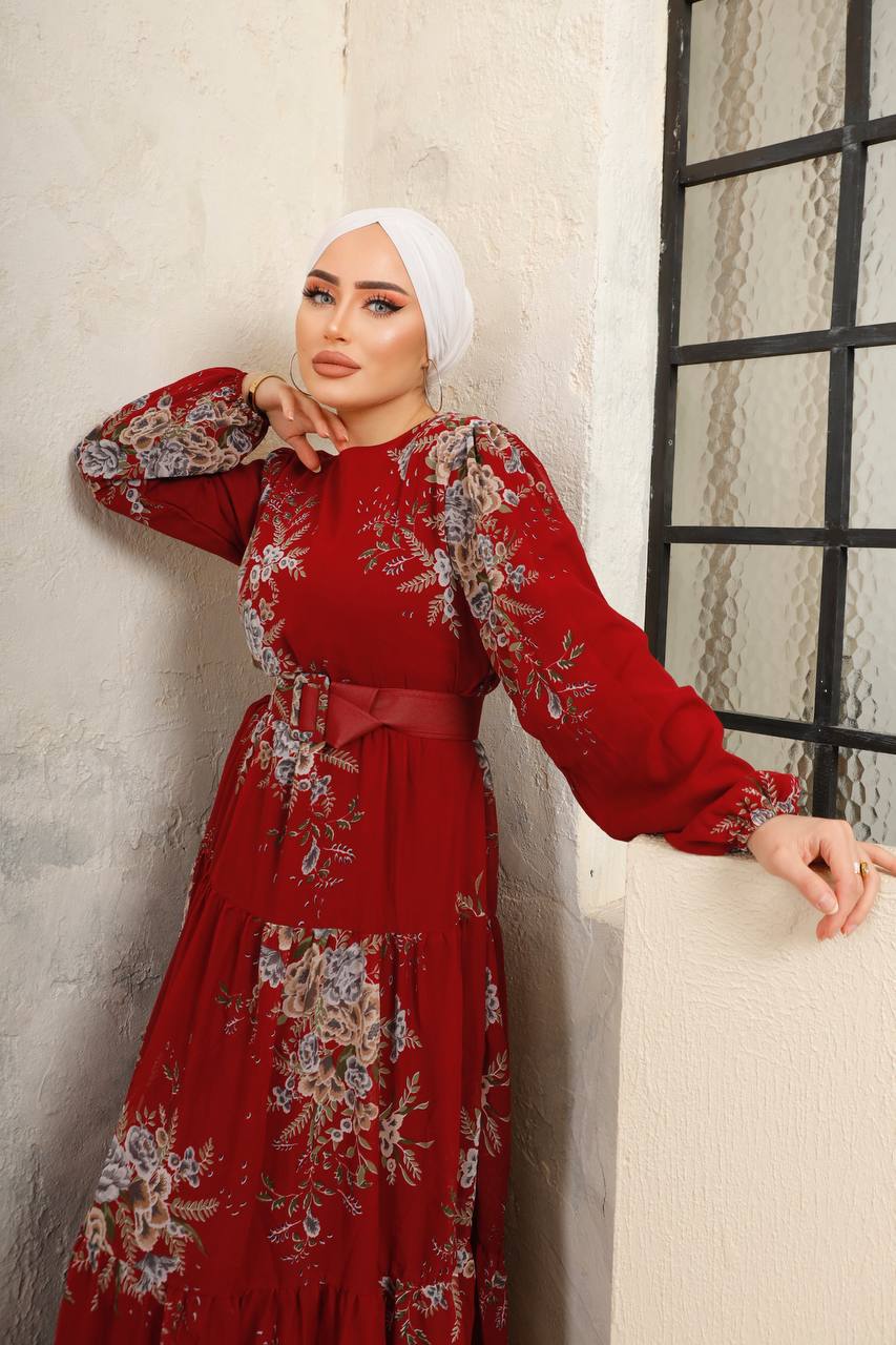 Red Printed Turkish Dress