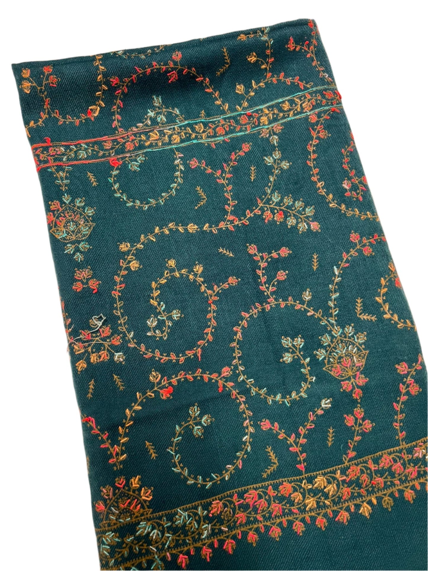 Teal Pashmina Embroidered Shawl