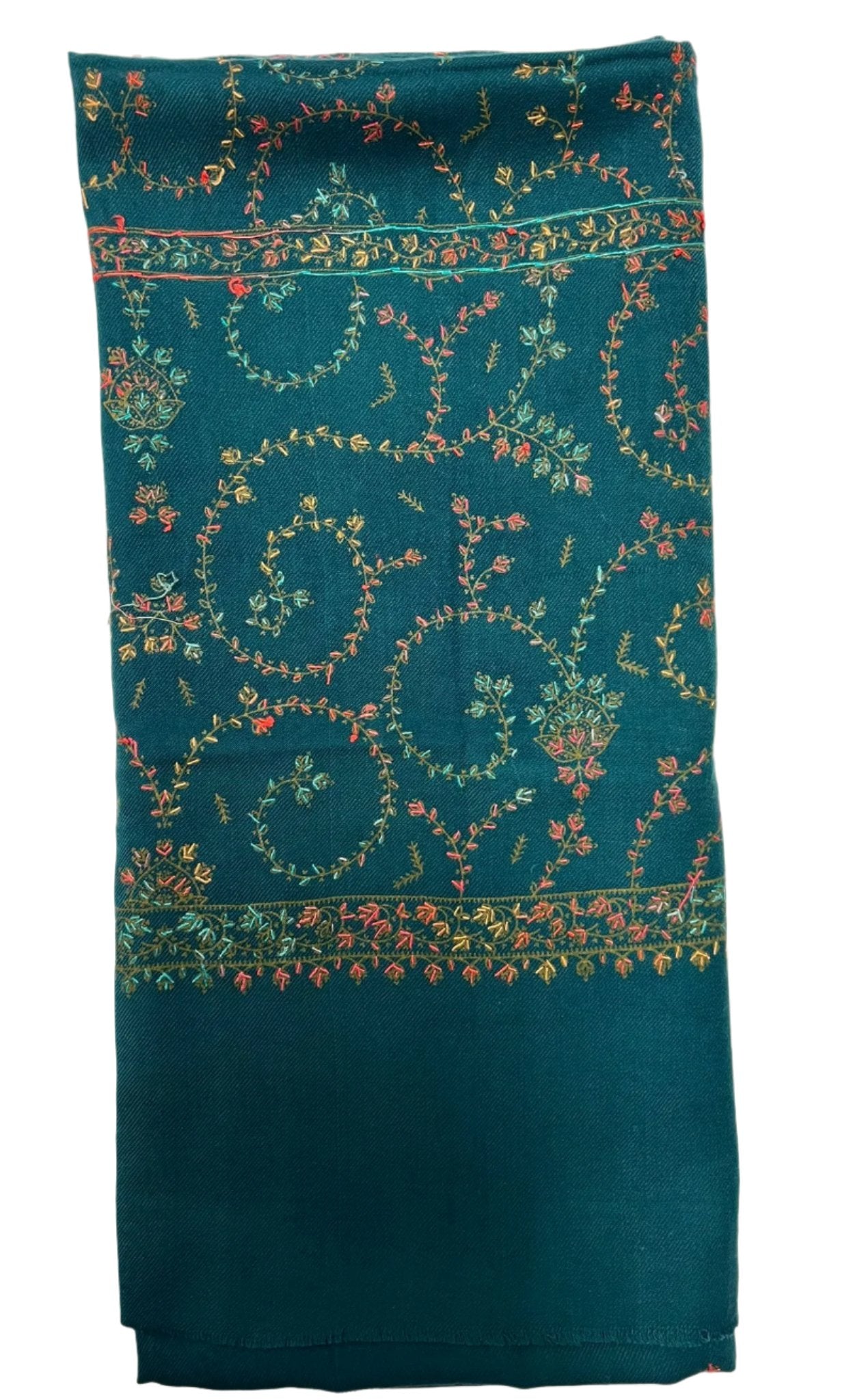 Teal Pashmina Embroidered Shawl