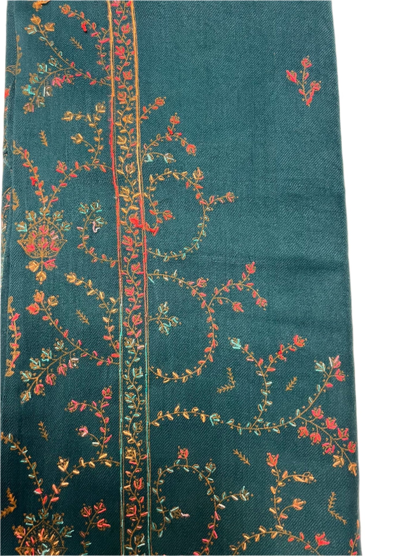 Teal Pashmina Embroidered Shawl