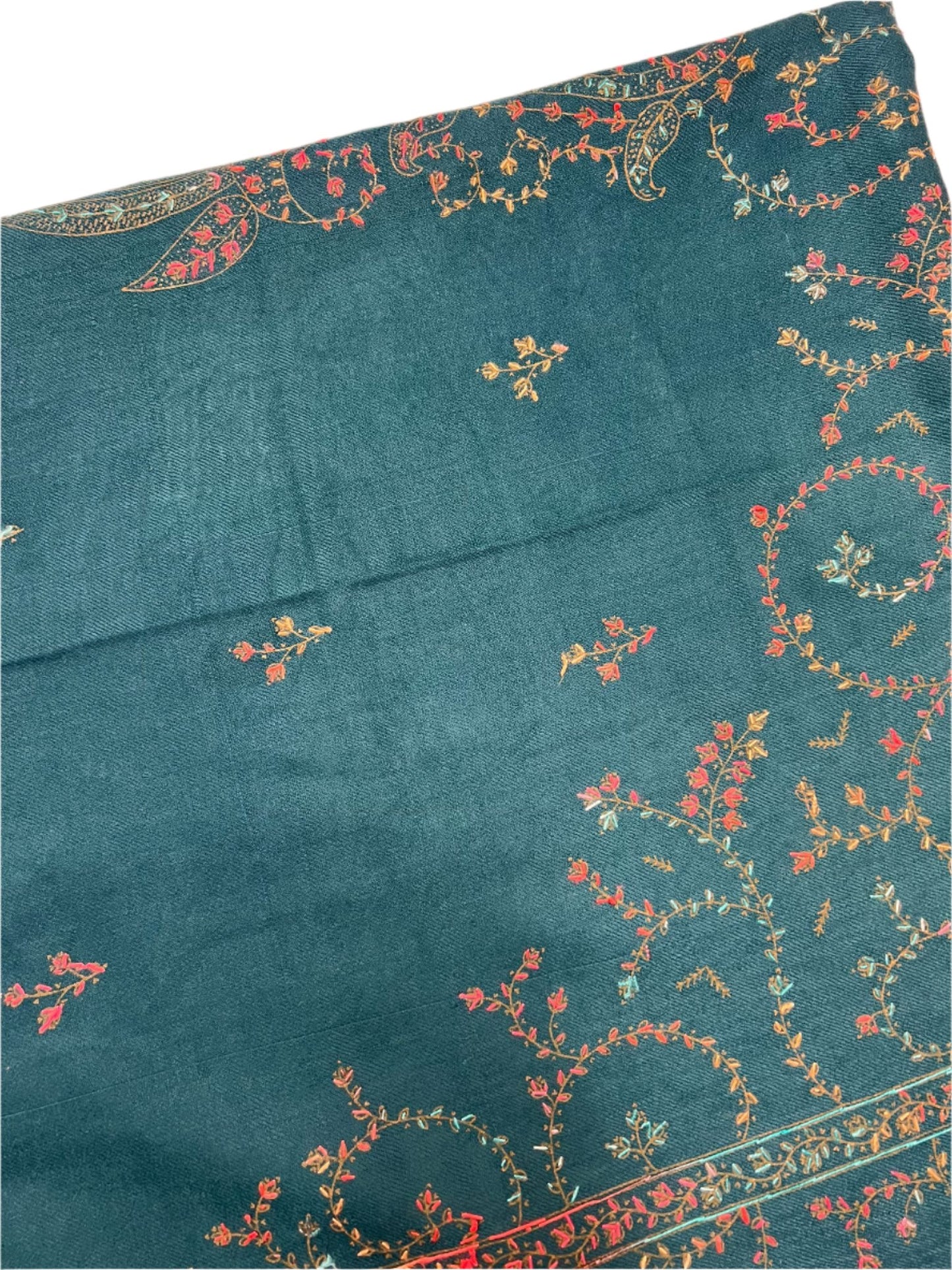 Teal Pashmina Embroidered Shawl