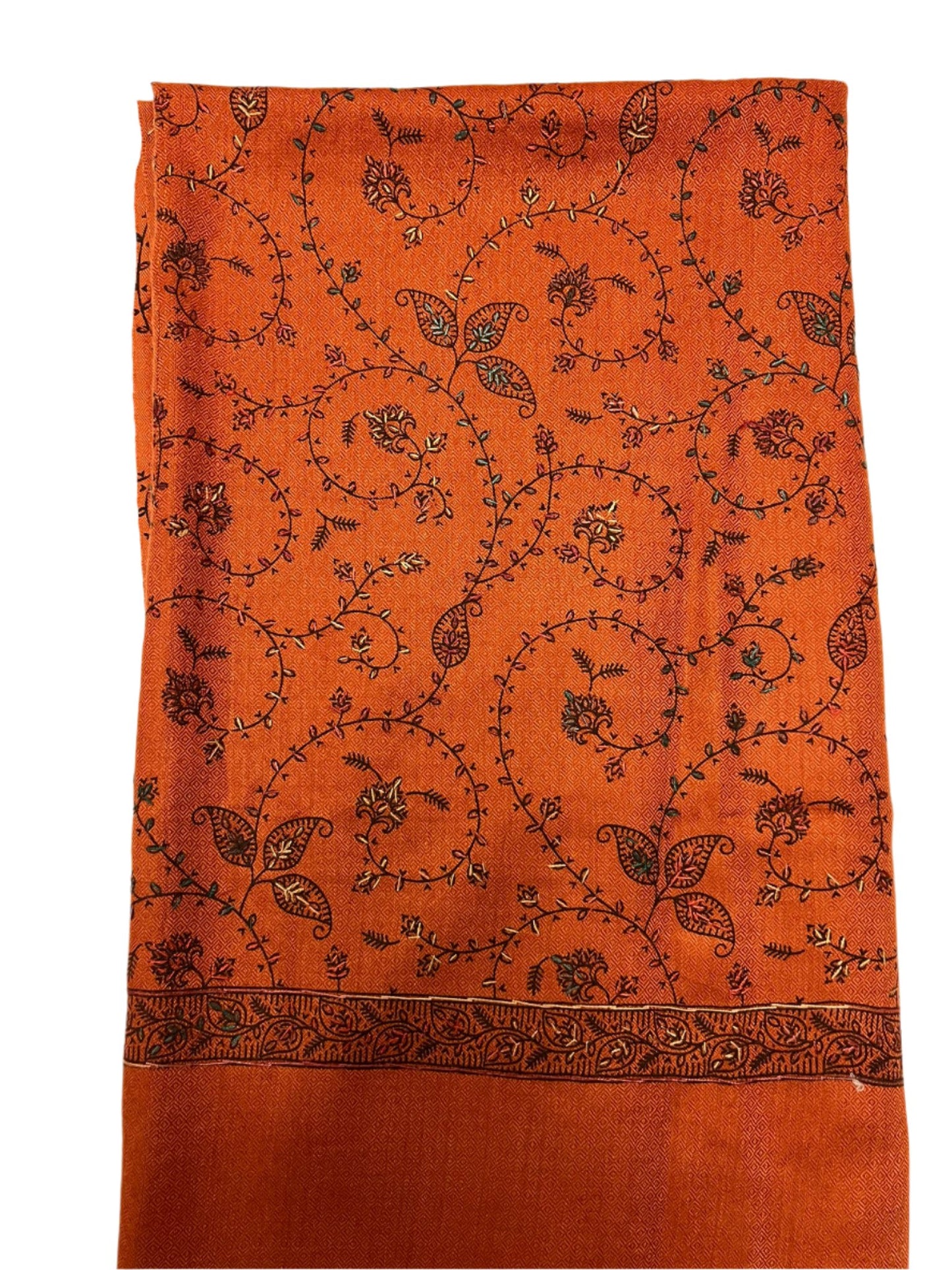 Rust Pashmina Embroidered Shawl