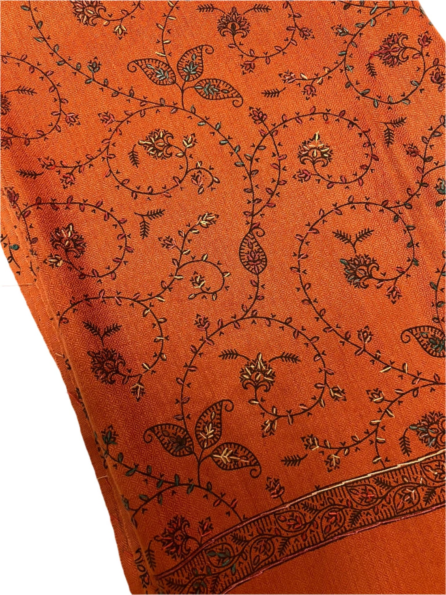 Rust Pashmina Embroidered Shawl