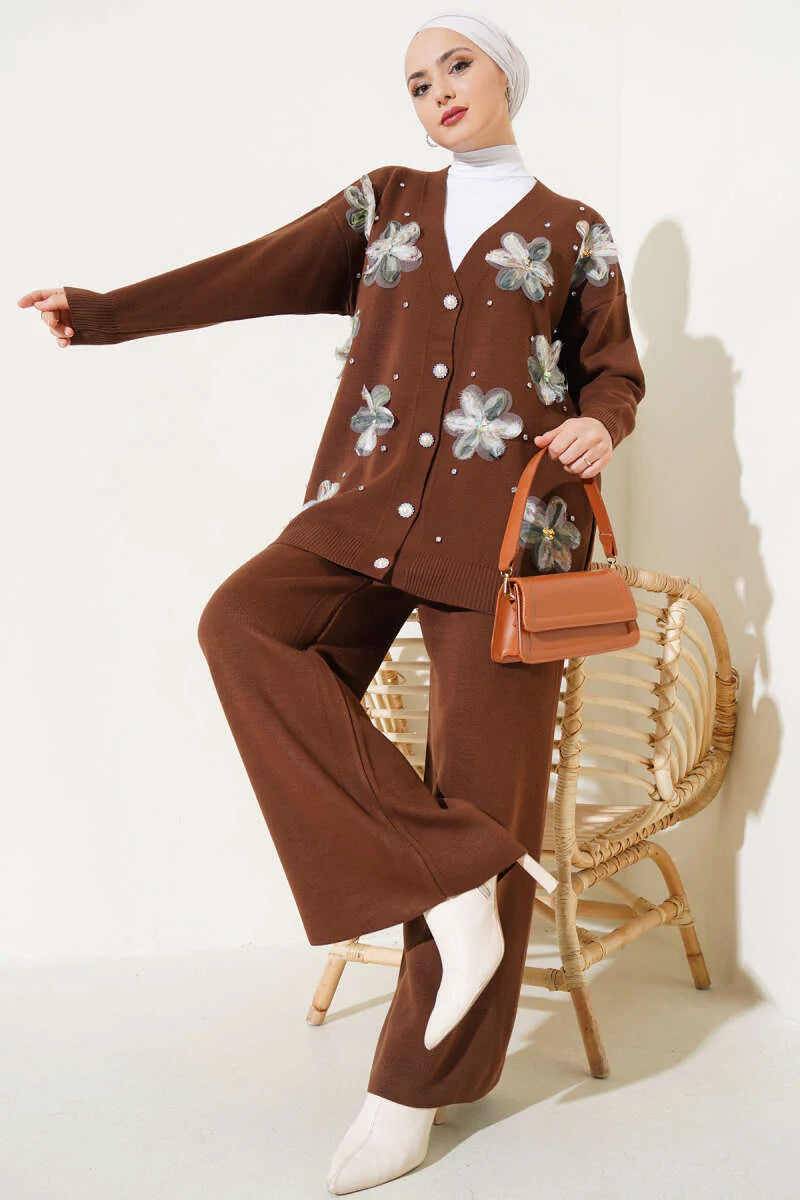 Chocolate Flowers Knitted Co-ord