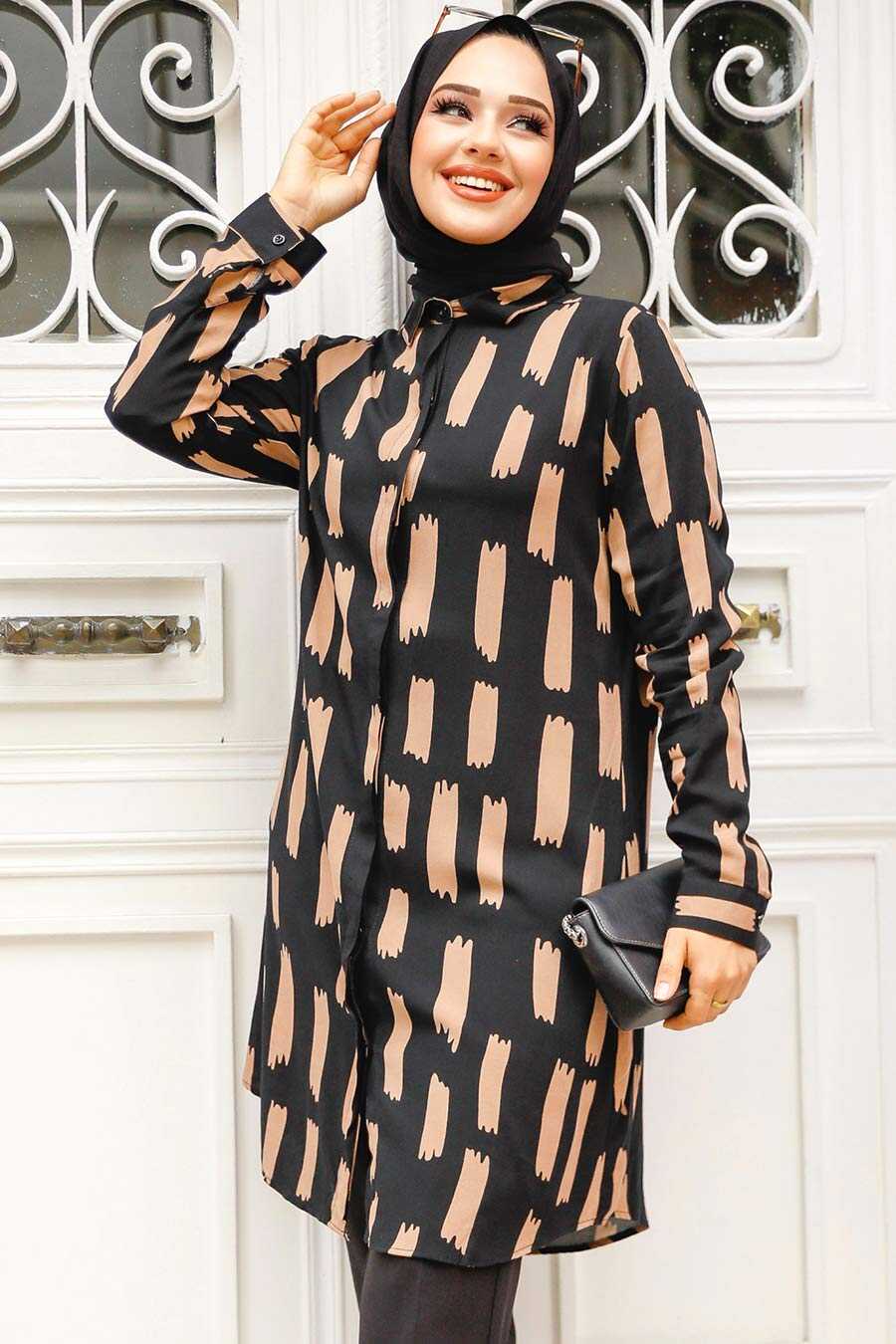 Brown and Black Printed Tunic