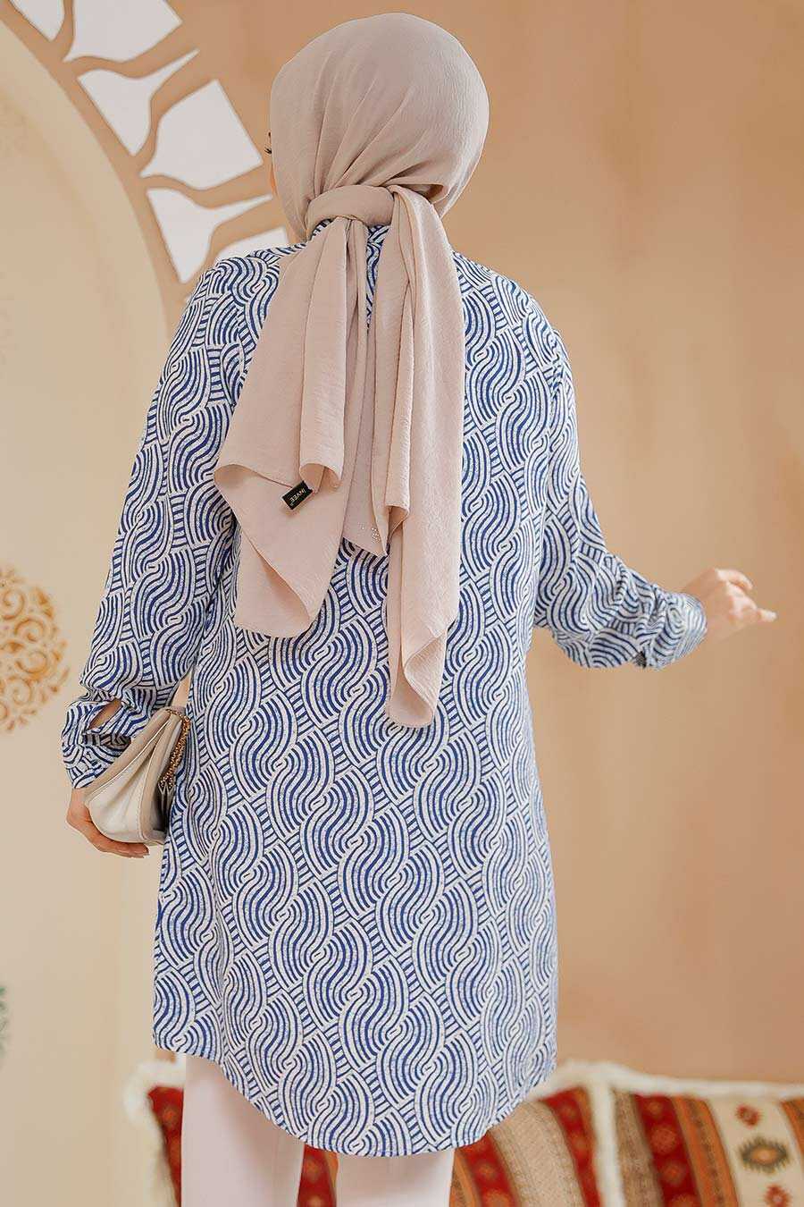 Swirlies Blue Printed Tunic