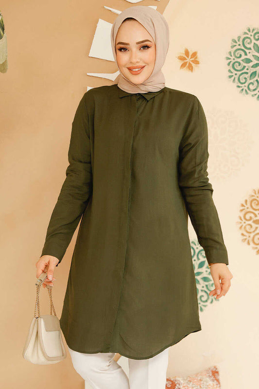 Army Green Plain Turkish Top