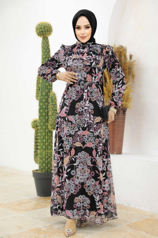 Dusty Rose Printed Turkish Dress