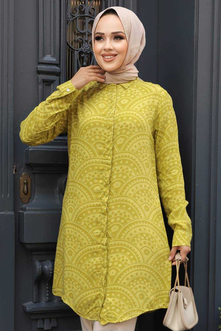 Oil Green Printed Turkish Top