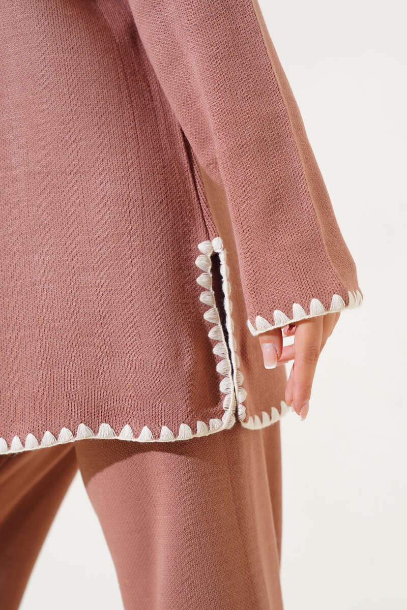 White Design Detail Pink Knitted Co-ord