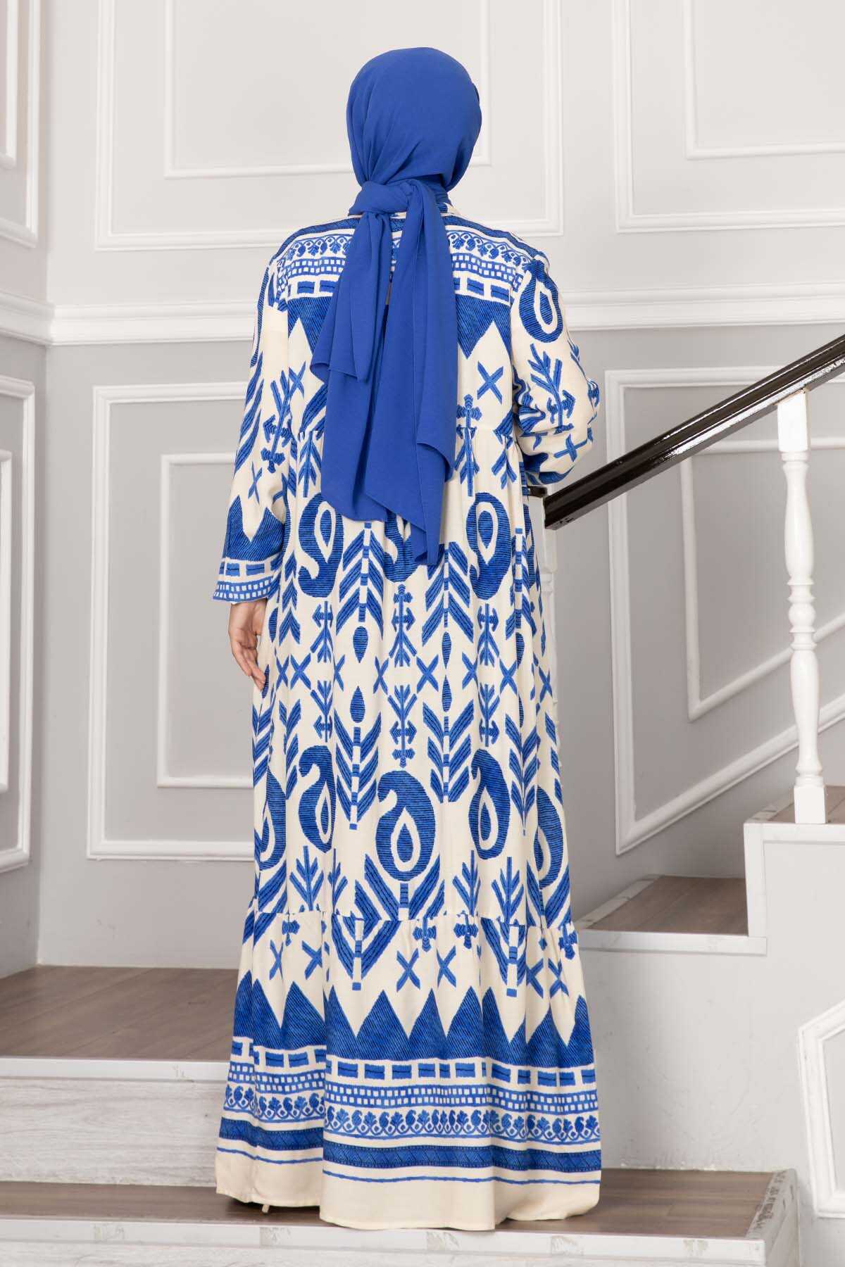 Blue Paisely Patterned Summer Dress