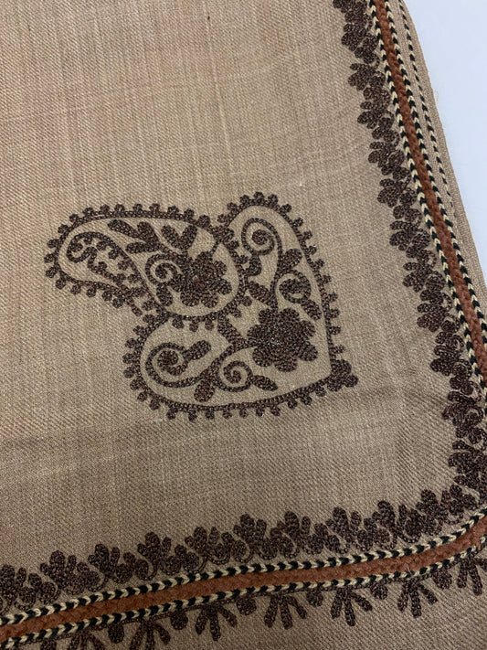 Dark Beige Embroidered Pashmina