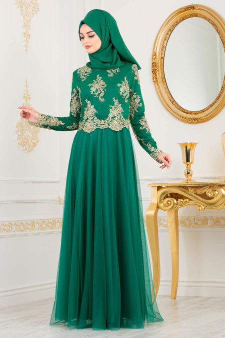 Green Evening Dress - Chaddors